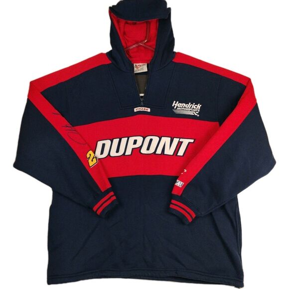 VTG NASCAR Jeff Gordon DuPont Racing Chase Authentics LS 1/4 Zip Hoodie Mens L - Picture 2 of 6